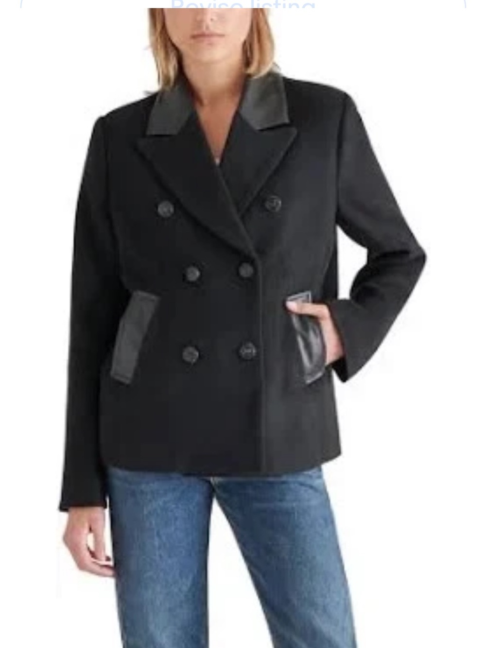 BB Dakota by Steve Madden Faux Leather Trim Peacoat Black SZ M LOVE IT $129 NWT